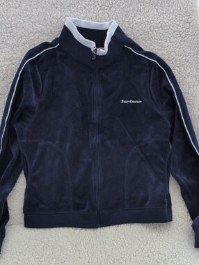 Juicy Couture Navy Velour Track Matching Set with White Trim